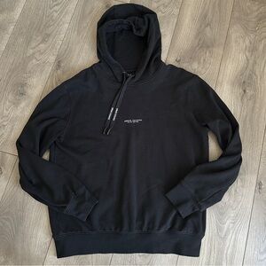 Armani Exchange A|X Men’s Black Pullover Hoodie Double-Logo Drawstring Large